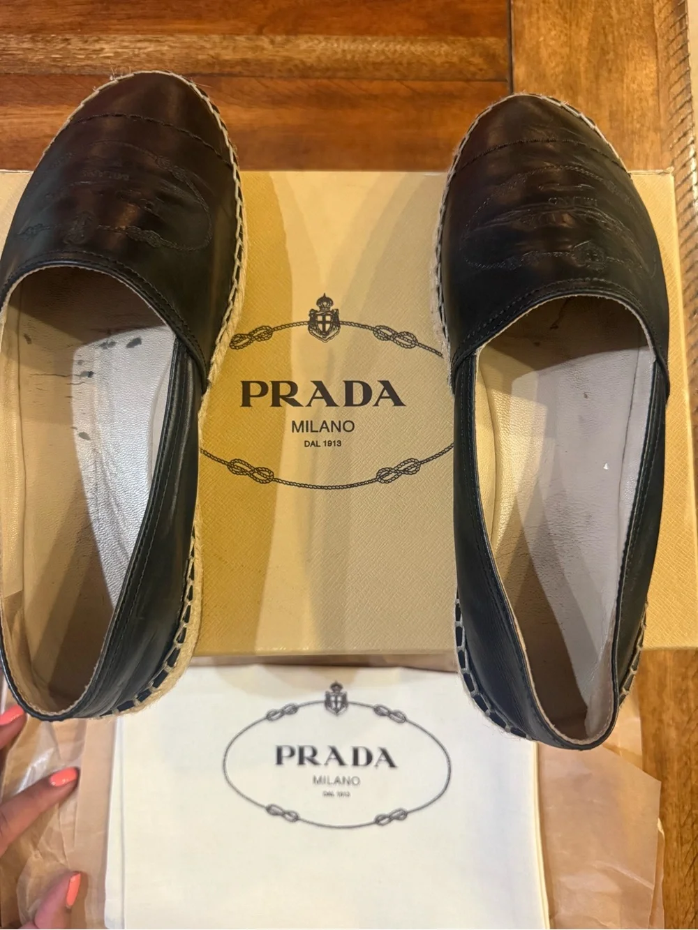 PRADA Women’s Black Leather Espadrilles